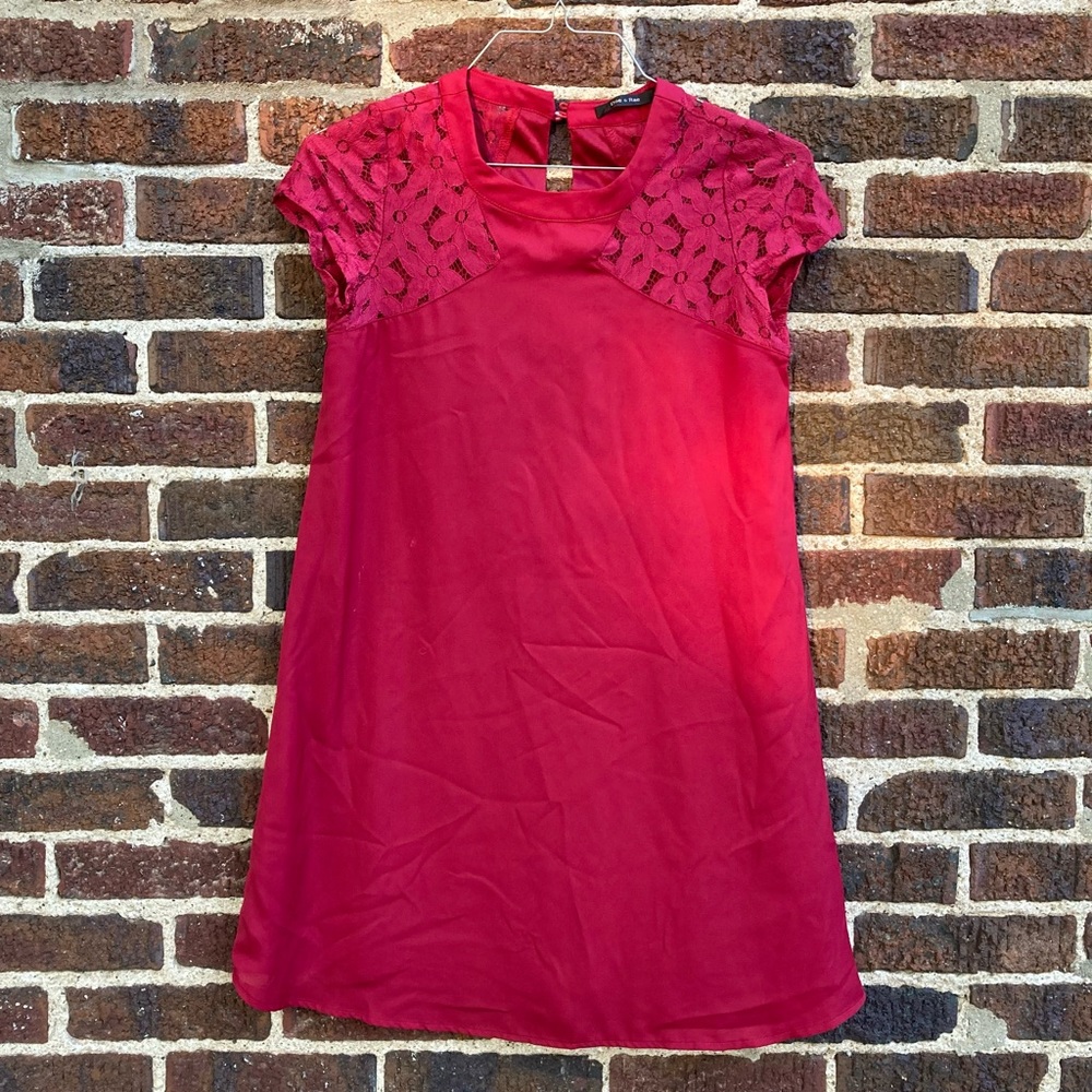 ModCloth Doe & Rae red lace cap sleeve a-line mini dress